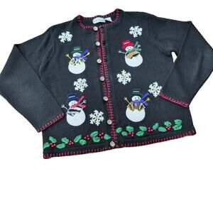 B.P. Designs Snowman Snowflake Christmas Sweater Size Medium